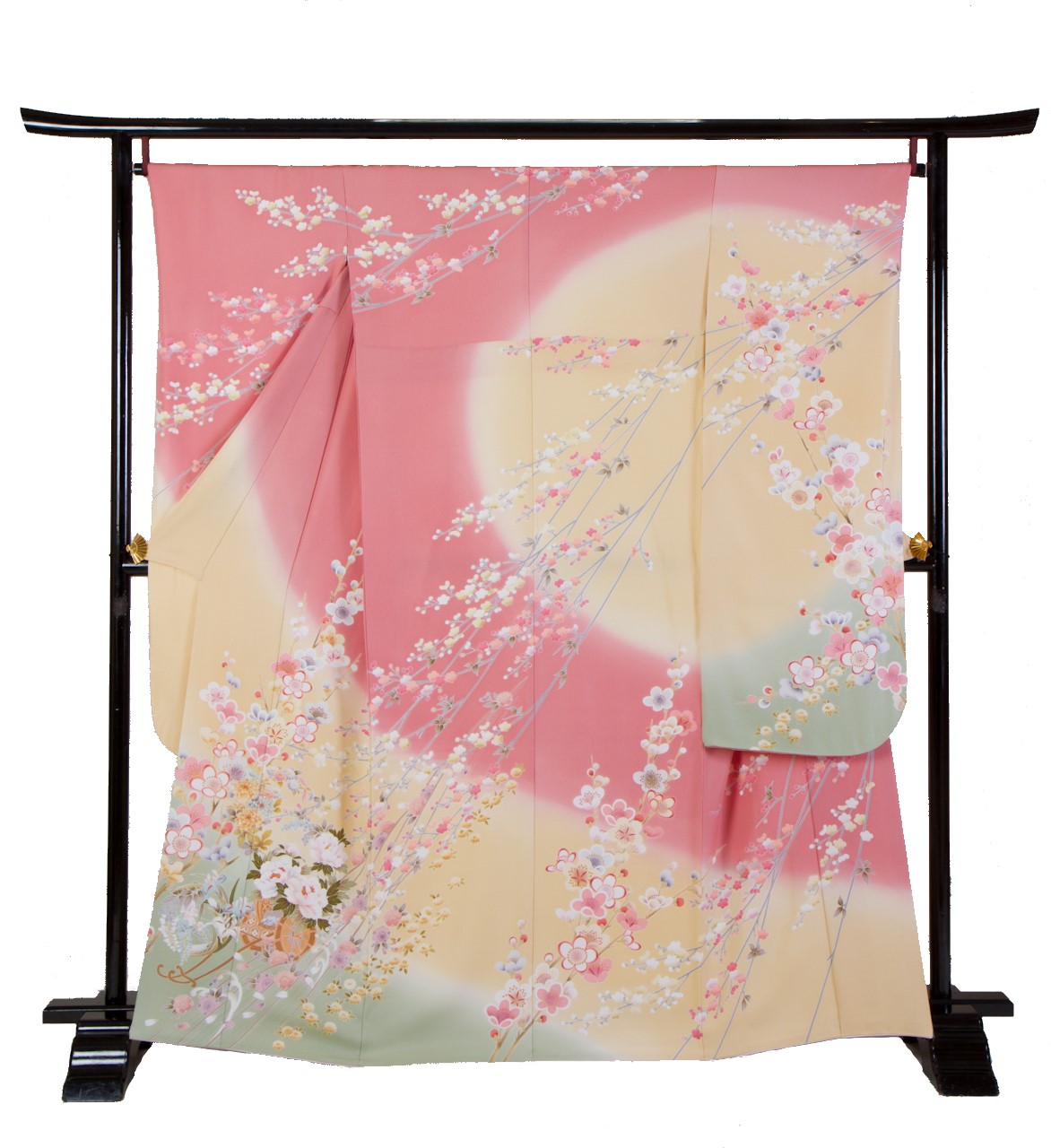 No.81300「しだれ小花に花車【型友禅】」1枚目